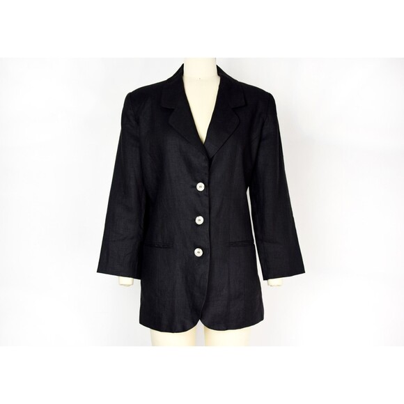 1980s Linen Blazer Size Medium 80s Minimalist Blazer Menswear Style Blazer - Picture 2 of 9
